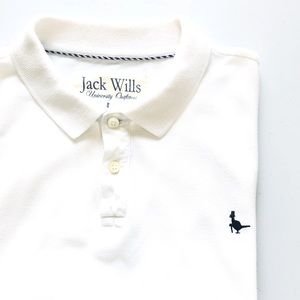 JACK WILLS Solid White Cotton Polo Shirt Size XL